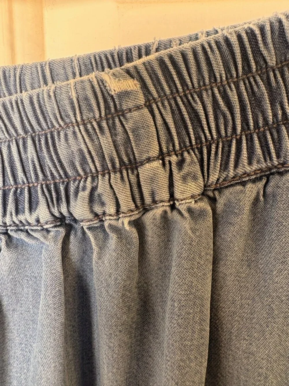 Forever 21 Plus Blue Denim Chambray Skater Skirt Boho Western Size XL